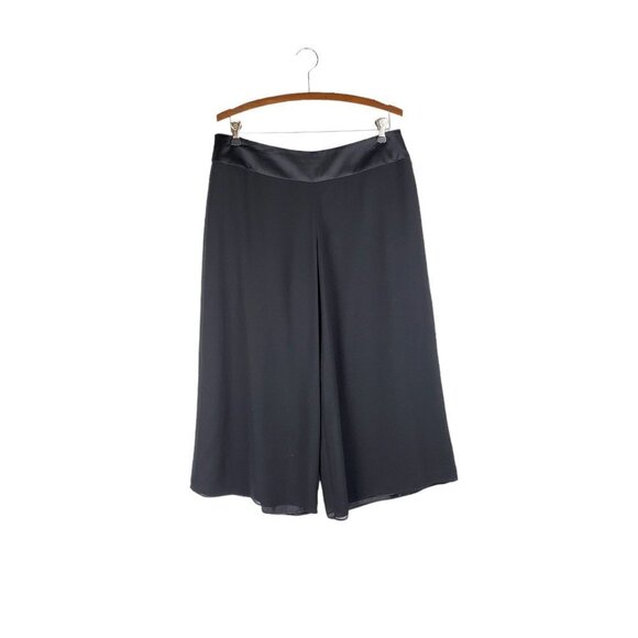 Cache Black Chiffon Palazzo Pants Wide Leg Cropped Evening Culotte Size 10 - Picture 1 of 12